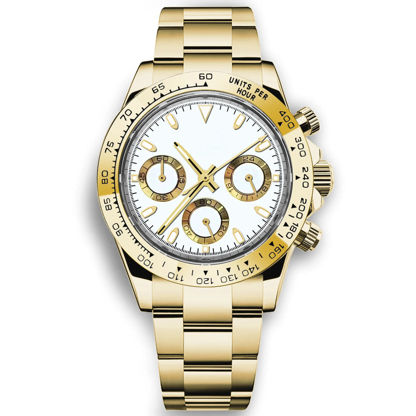 Spersonalizowany męski luksusowy zegarek kwarcowy 39 mm, chronograf, modny, szafirowy, sportowy, bransoleta ze stali, zegarek na rękę Corgeut