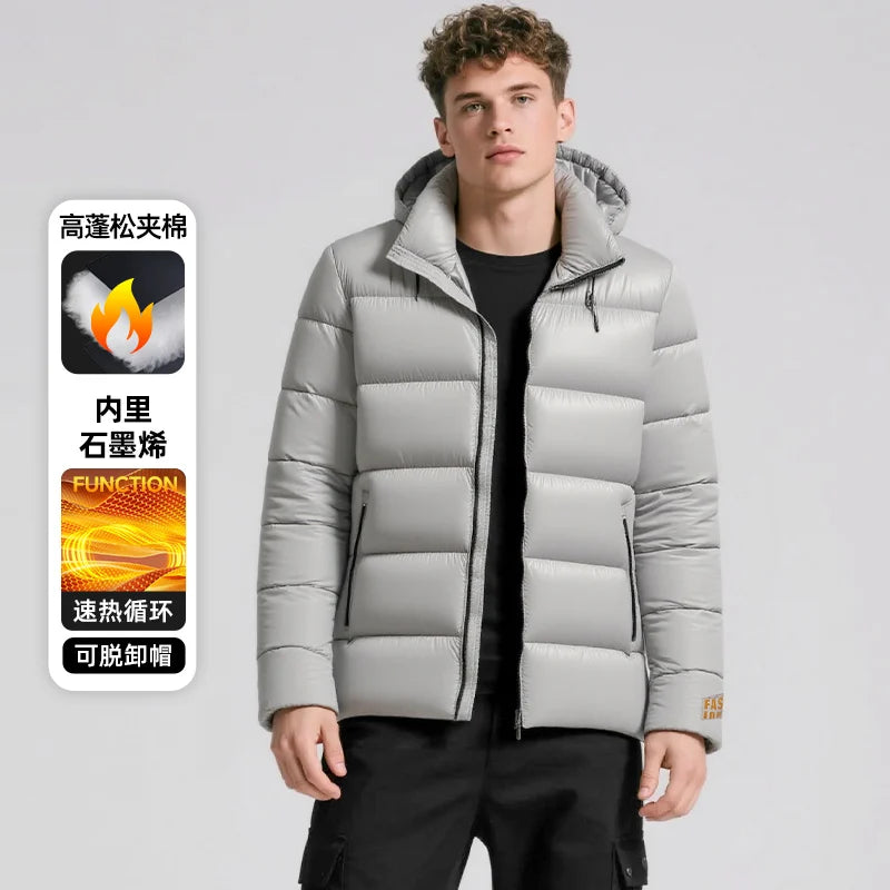 New Glossy Parkas Black Gold Short Cotton Jacket Mens Winter Shiny Parkas Warm Jacket With Hood Casual Quilted Puffer Jackets