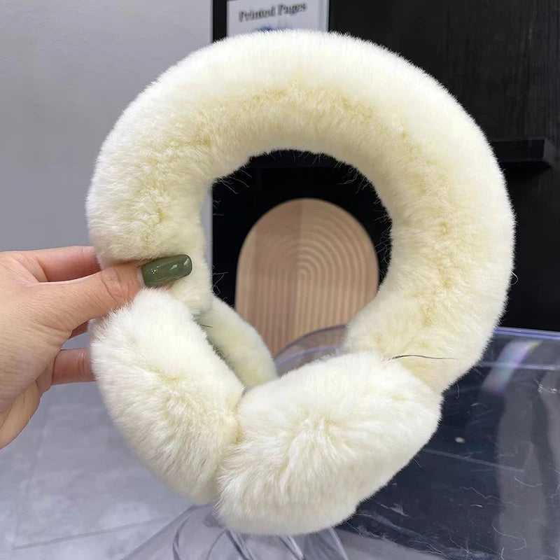 Ohrenschützer für Damen Winter Ohrenwärmer Weich Warm Zopfmuster Pelzig Echtes Rex-Kaninchenfell Ohrenschützer für kaltes Wetter