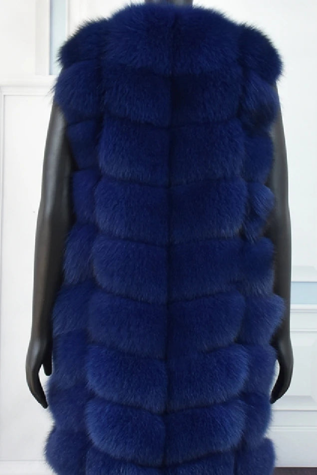 Lengthening Real Fox Fur Vest Natural Fur Coat for Jacket Female Coats Hood Waistcoat Long Fur Coats Real Fur Fox Vest Jacket