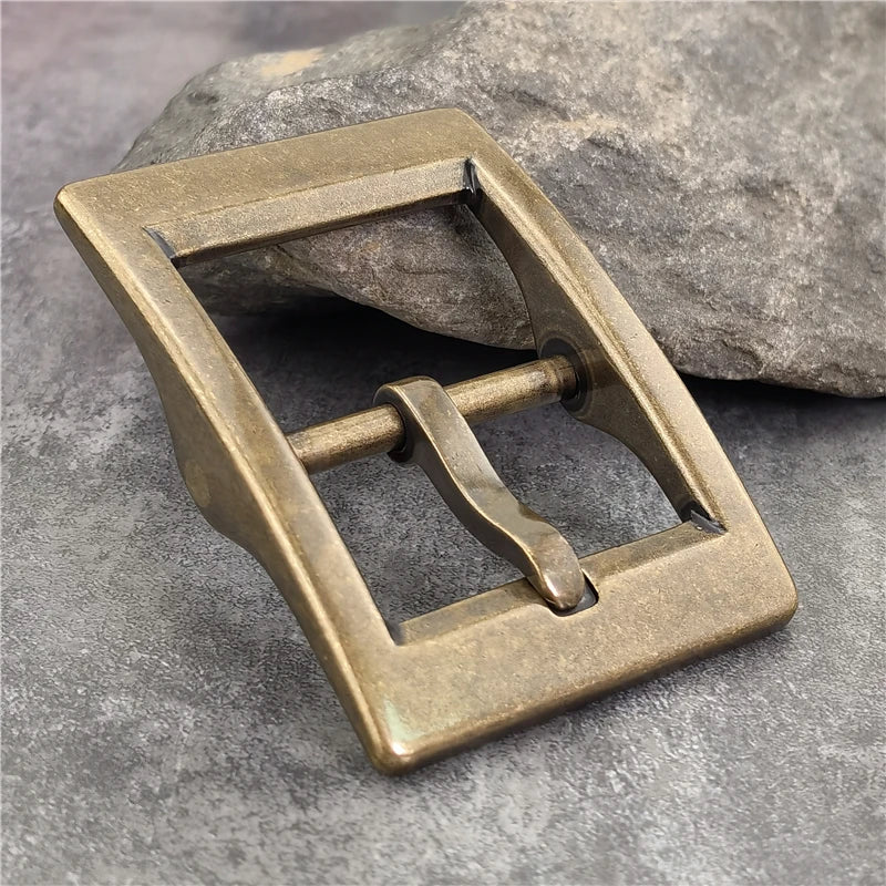 Hebilla de cinturón para hombre de latón macizo pesado, estilo vintage, 40 mm