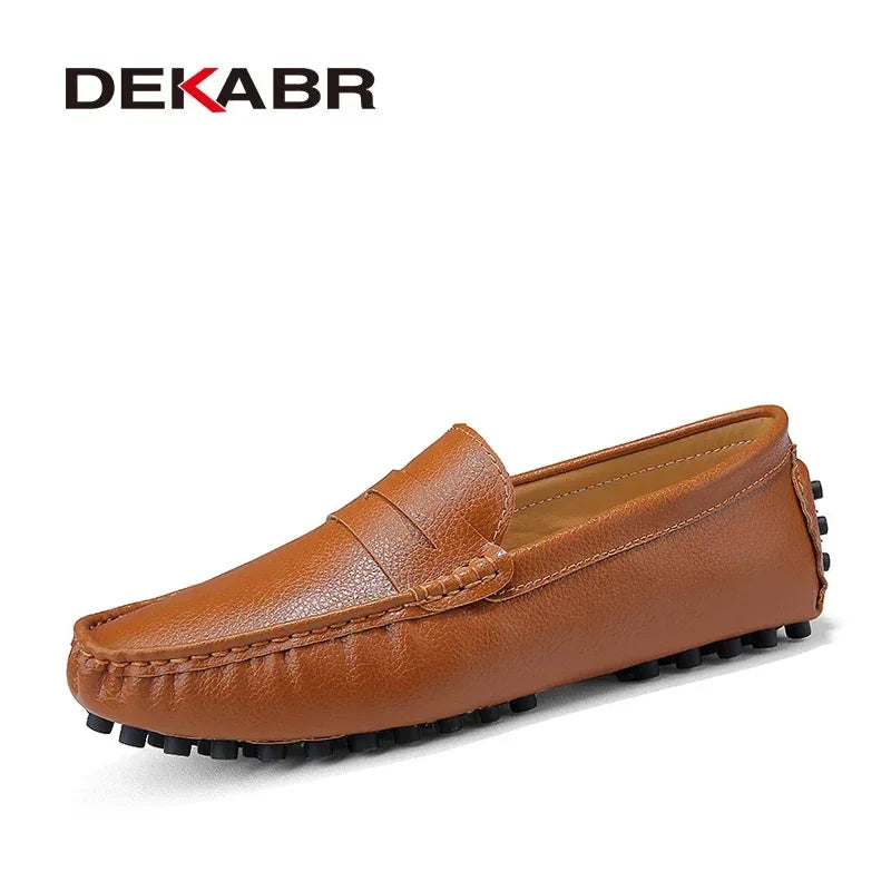 DEKABR Large Size 49 Men Loafers Soft Moccasins High Quality Spring Autumn Genuine Leather Shoes Men Warm Flats Driving Shoes