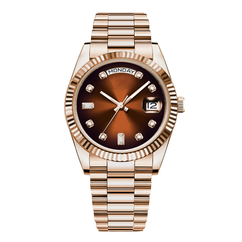Męski zegarek mechaniczny 36/39 mm z nowym czarnym cyferblatem, luksusowy, mechanizm NH36/St1644, szkło szafirowe, wodoszczelność 10 BAR