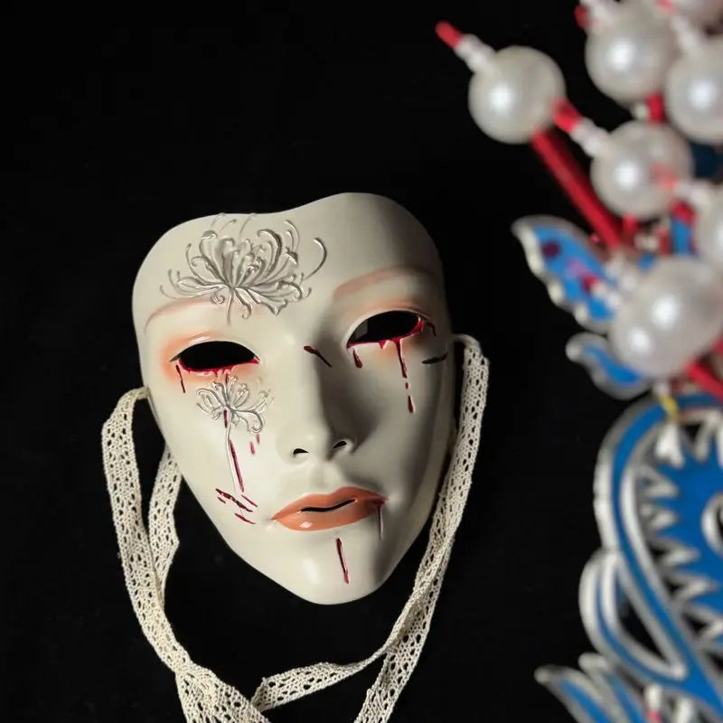 Chinese Style Full Face Hand Painted Manjusaka Cosplay Mask