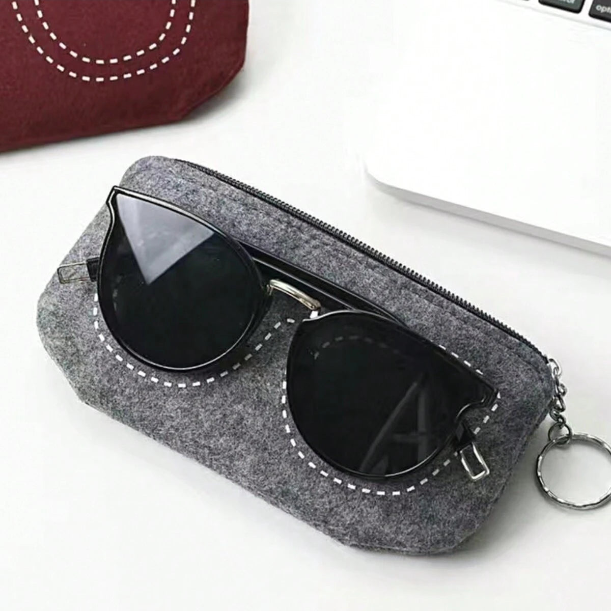 Felt Eyeglasses Bag Cute Glasses Storage Purse Portable Soft Felt Zipper Glasses Cover Travel Glasses Storage Pouch