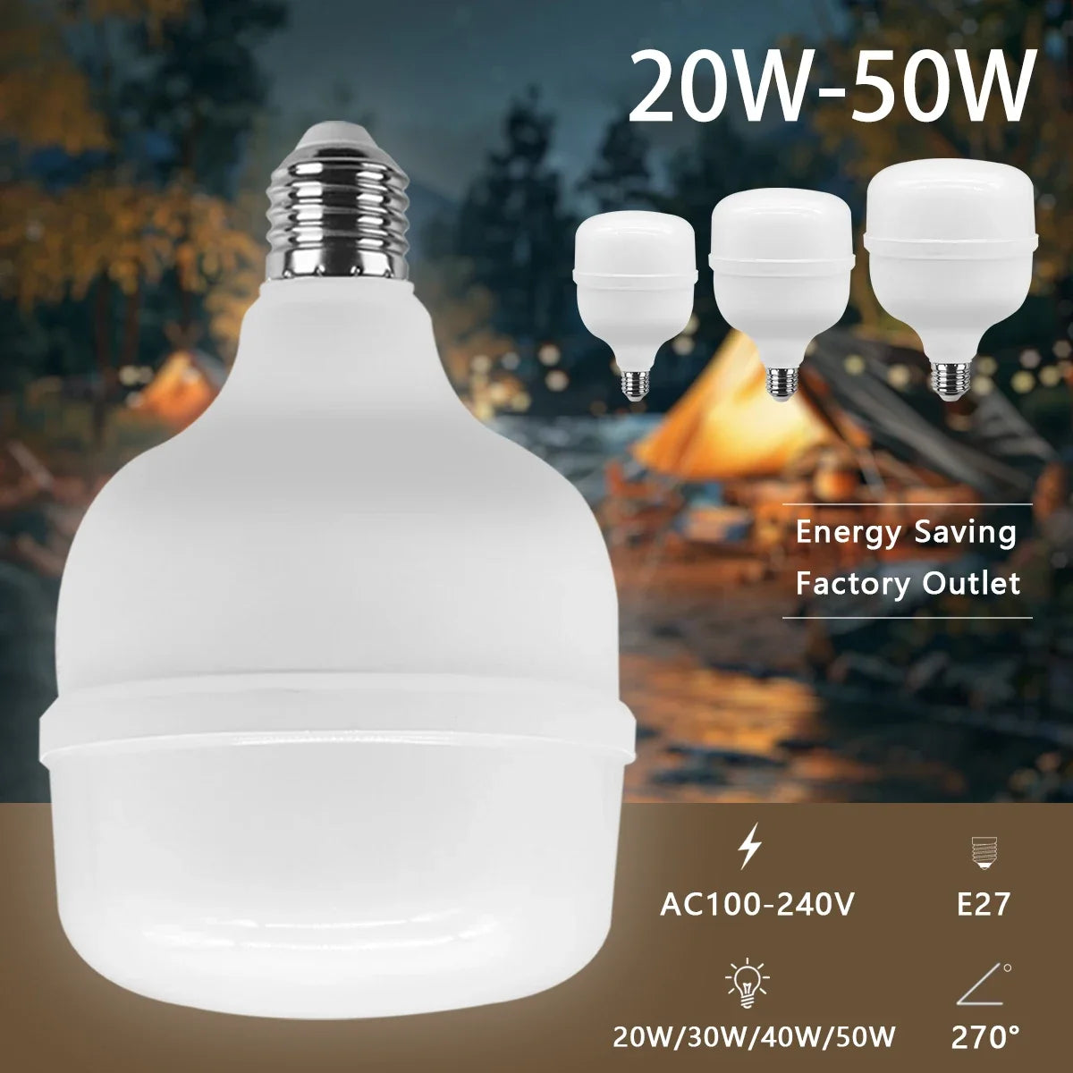 1-5 unidades de bombilla LED superbrillante de 10W-50W, 5000lm, AC 110V 220V, lámpara LED E27, luz LED para iluminación del hogar y sala de estar