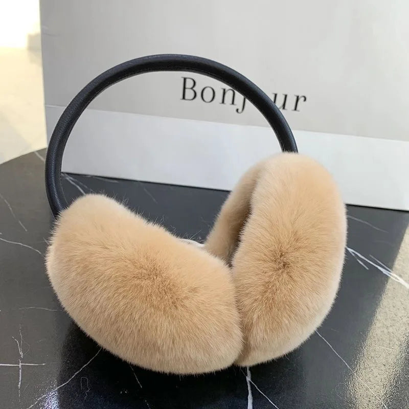 Natural 100% Rex Rabbit Fur Earmuffs Fashion Women Warm Russia Winter Real Fur Earmuffs Children Ear Cover Fur Earlap Girl