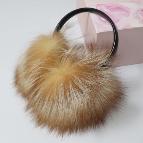 Real Fox Raccoon Fur Hang Ear Cover Warm Winter Earmuffs Headwear Ear Muffs Earmuffs Cold Ear Warmer Ear Protection Headband