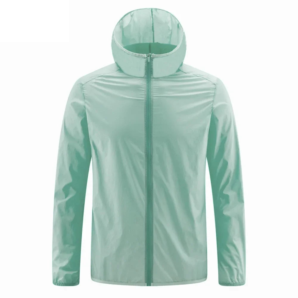 Chaqueta de verano para hombre con protección solar, ligera, transpirable, de seda de hielo, con capucha, de secado rápido, resistente a los rayos ultravioleta para exteriores.