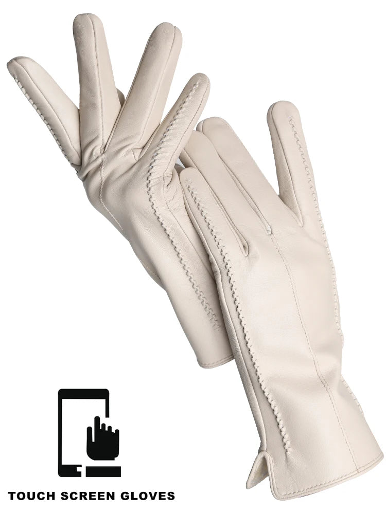 Damen-Lammfellhandschuhe Winter Warm mit Plüschfutter