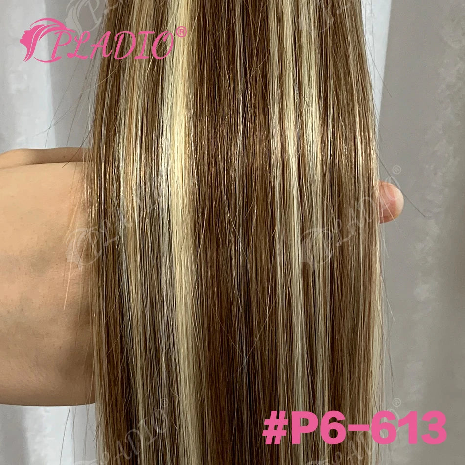 PLADIO Straight I Tip Hair Extensions Human Natural Hair Extensions Keratin Capsule Original Human Hair 12-26 Inch 50pcs 100pcs