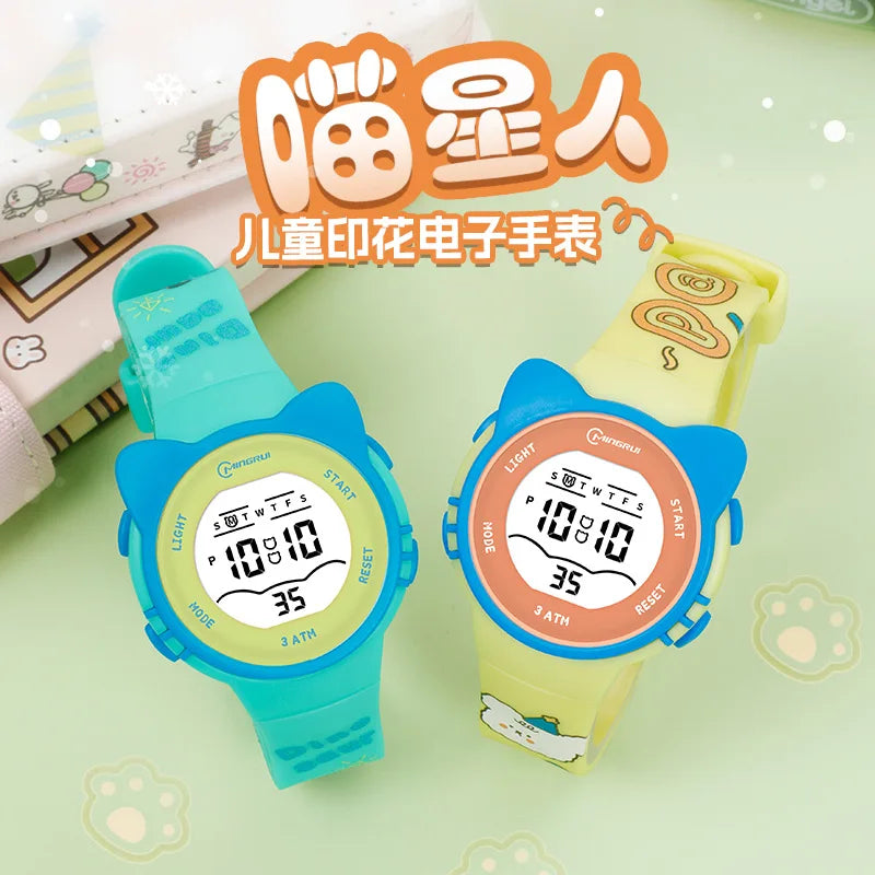 Children Watch Girls Cute Cartoon Electronic Watches Waterproof Alarm Clock Multi Functional Boys Student Wristwatch
