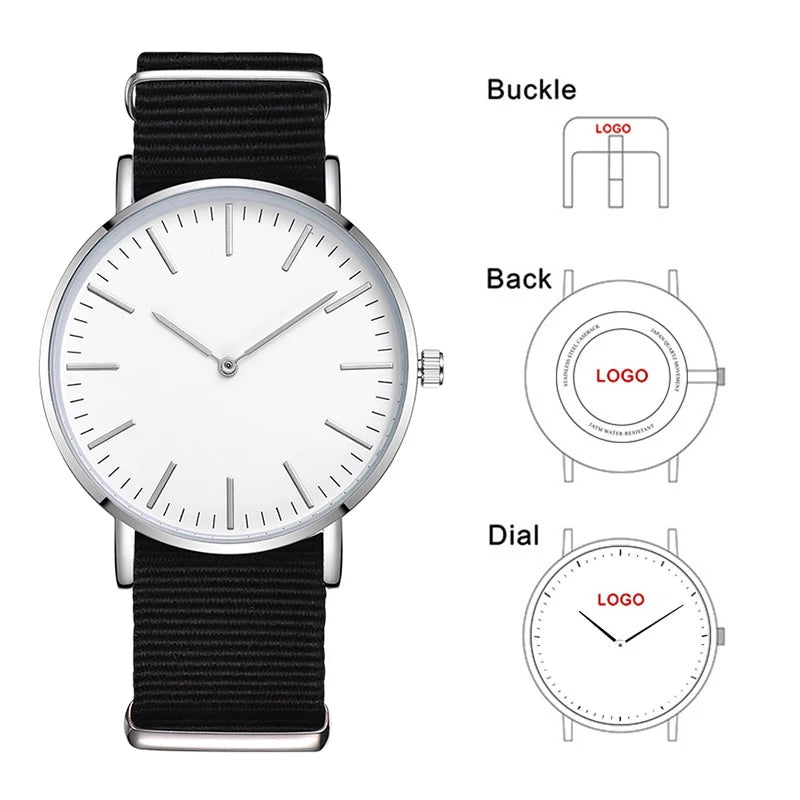 D-0000 Custom Your Design Photo Blank Watches Face Company Brand Name Engraved on Back Case and Buckle Watch