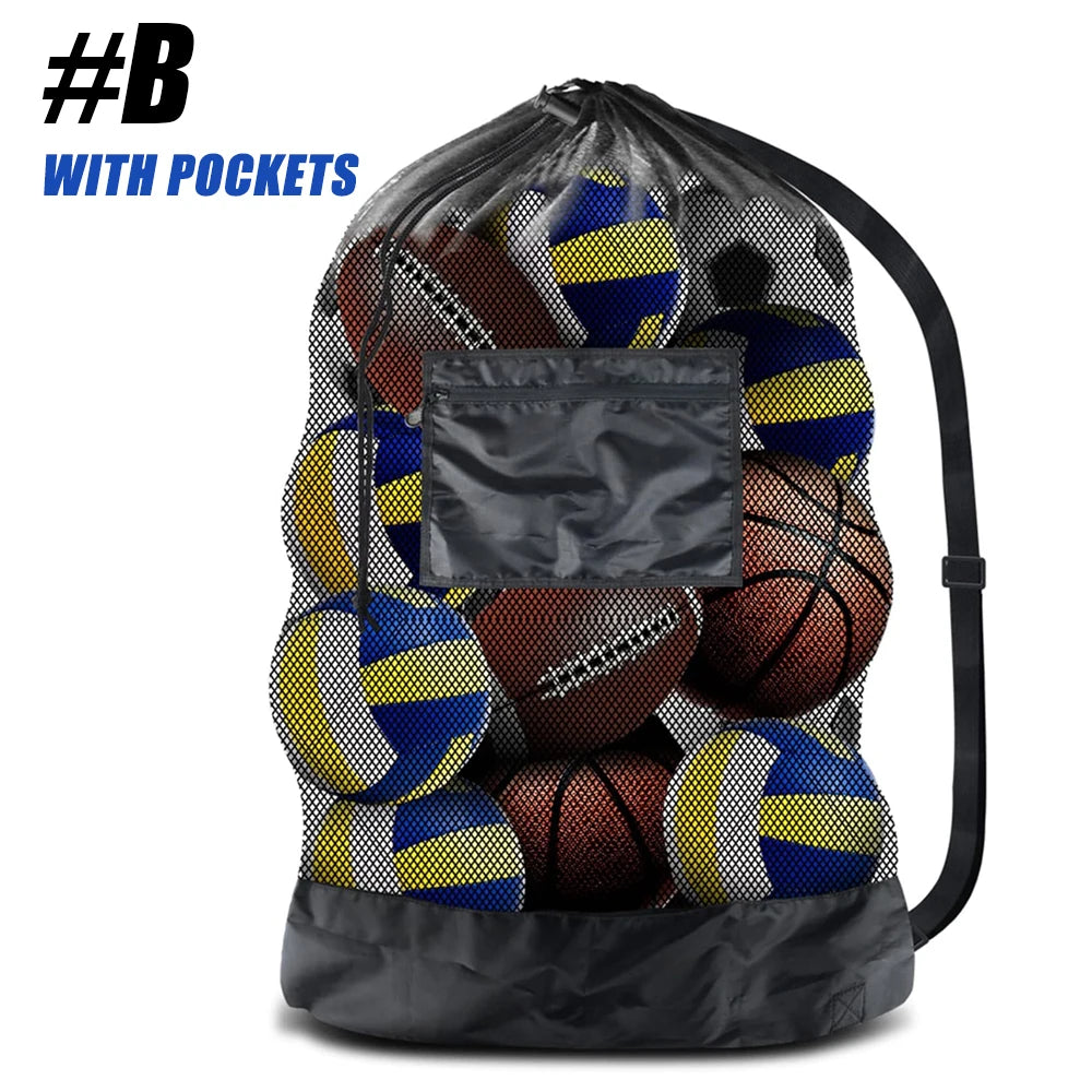 Extra Large Sports Ball Bag Mesh Soccer Ball Bag Heavy Duty Drawstring Bags Team Work Holding for Basketball,Volleyball,Baseball