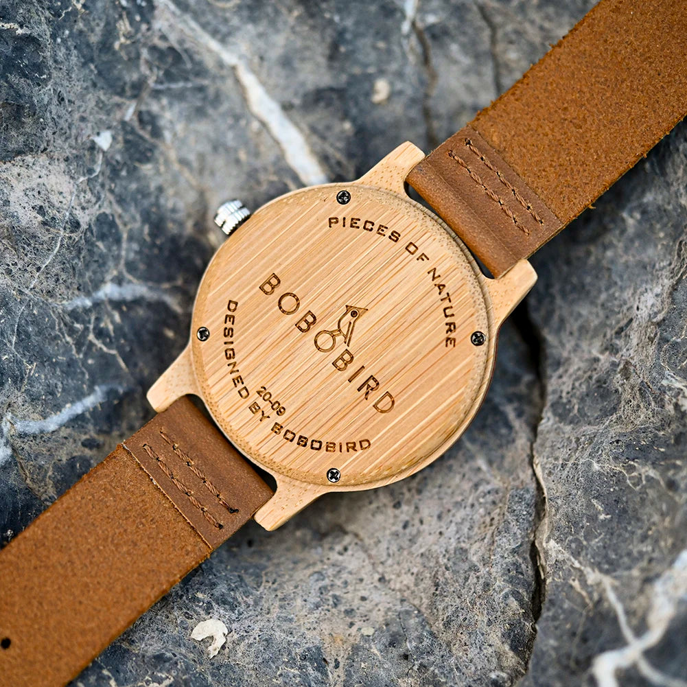Couple Watch BOBO BIRD Wooden Simple Fashion Leather Wristwatch Men and Women Personality Timepiece Great Gift Reloj Luminous