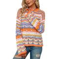 Meihuida Women's Loose Fit Sweater with Hollow Variegated Color and Long Flared