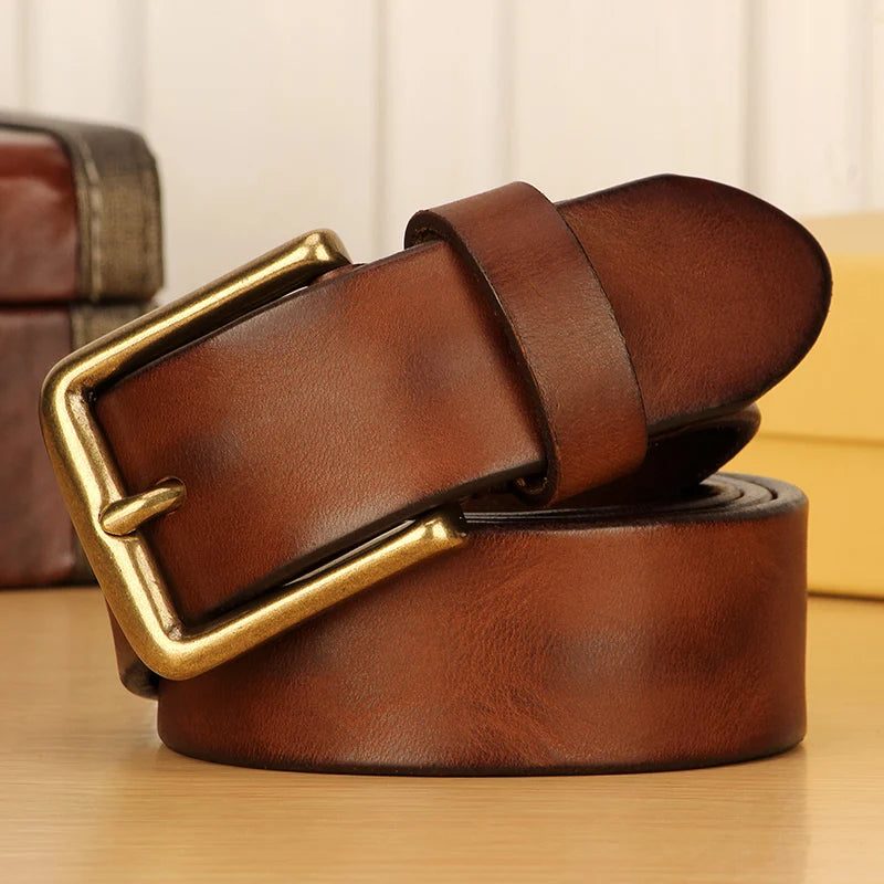 Full Grain Leather Belt for Men100% Italian Real Solid Leather Casual Jeans Belt 5mm Thick Men's Heavy Duty Work Belt