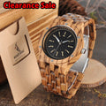 Clearance Men's Wooden Watch Custom Name Logo Men's Quartz Wrist Watch Zebra Wood Strap Personalize Fashion Man Watches Gift