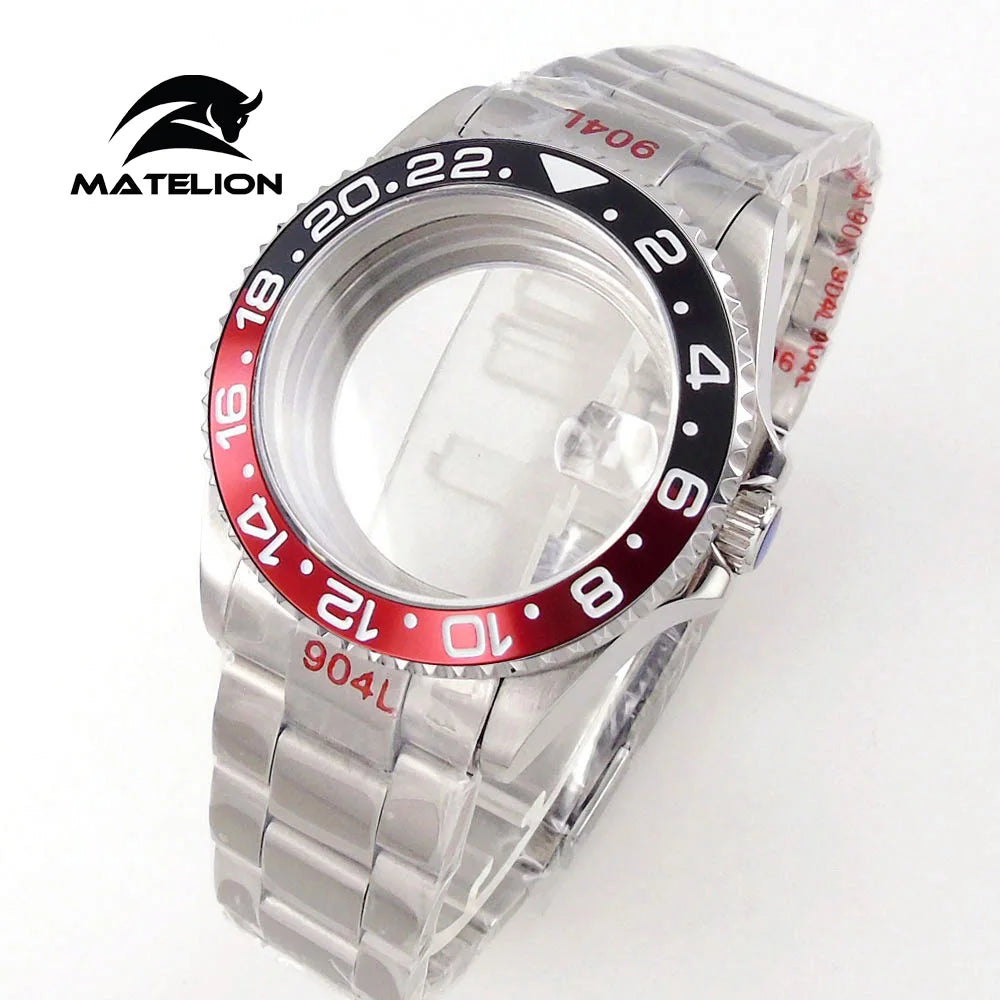 Koperta do zegarka Matelion 20ATM Dive 40mm SUB, pasuje do mechanizmów NH35, NH34 GMT, ETA 2824, PT5000, stalowa bransoleta, szafirowe szkło, 120 kliknięć, przesuwane zapięcie