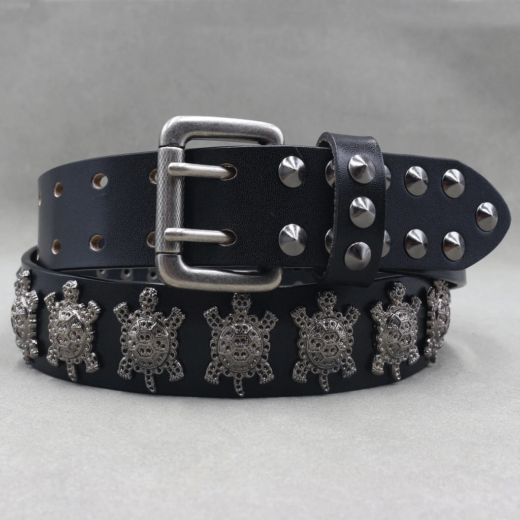 Heavy Metal Punk Belt Genuine Leather Hip Hop Belts for Men Cross Rivet Jeans Belt Male Strap Ceinture Homme Designer Belt