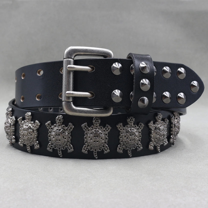 Heavy Metal Punk Belt Genuine Leather Hip Hop Belts for Men Cross Rivet Jeans Belt Male Strap Ceinture Homme Designer Belt