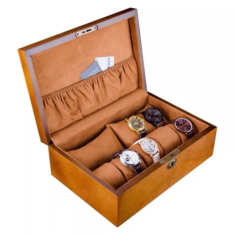 Caja de madera para 10 relojes, organizador de lujo de madera maciza, estuche expositor y soporte para relojes, caja de regalo para hombre