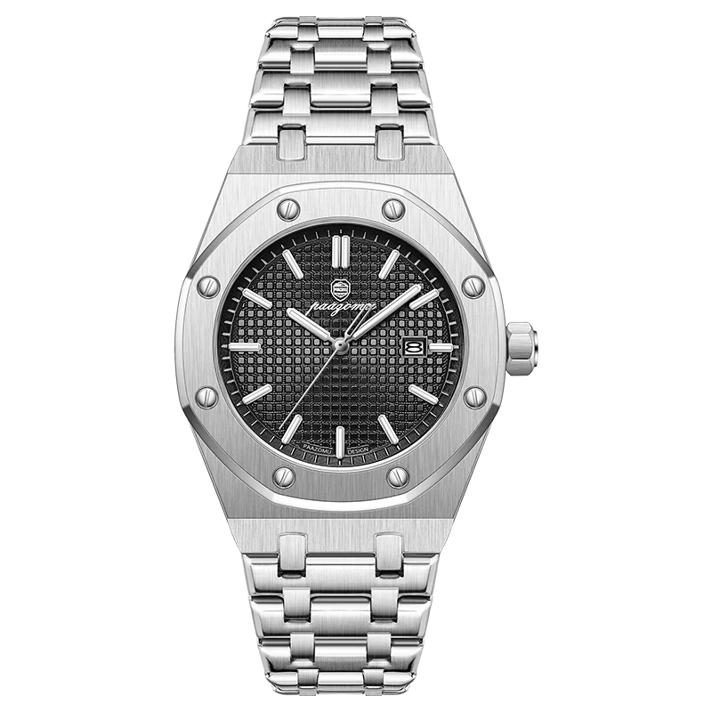 Reloj de pulsera personalizado PAAZOMU para hombre, reloj de cuarzo de acero inoxidable, resistente al agua, luminoso, con fecha, para hombre