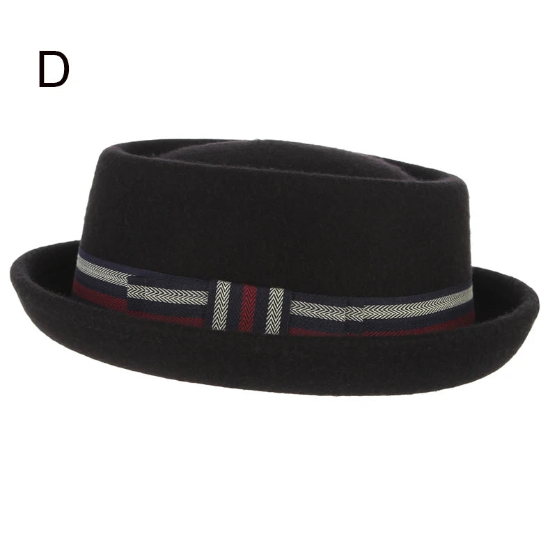 GEMVIE Classic 100% Wool Soft Felt Pork Pie Hat Fedora for Men Women Autumn Winter Wool Hat Curved Brim Men Dress Hats