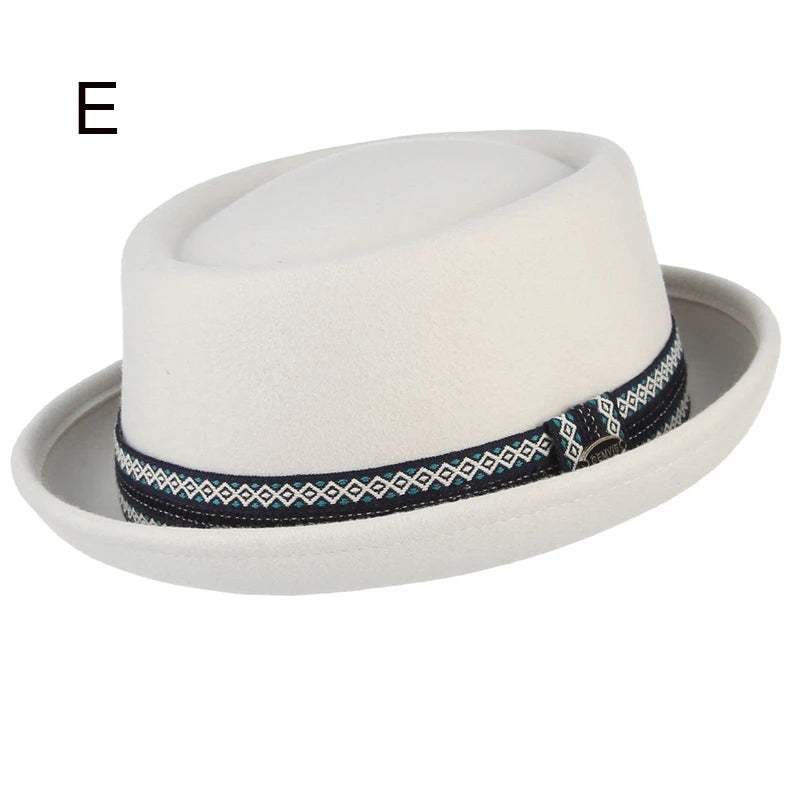 GEMVIE Classic 100% Wool Soft Felt Pork Pie Hat Fedora for Men Women Autumn Winter Wool Hat Curved Brim Men Dress Hats