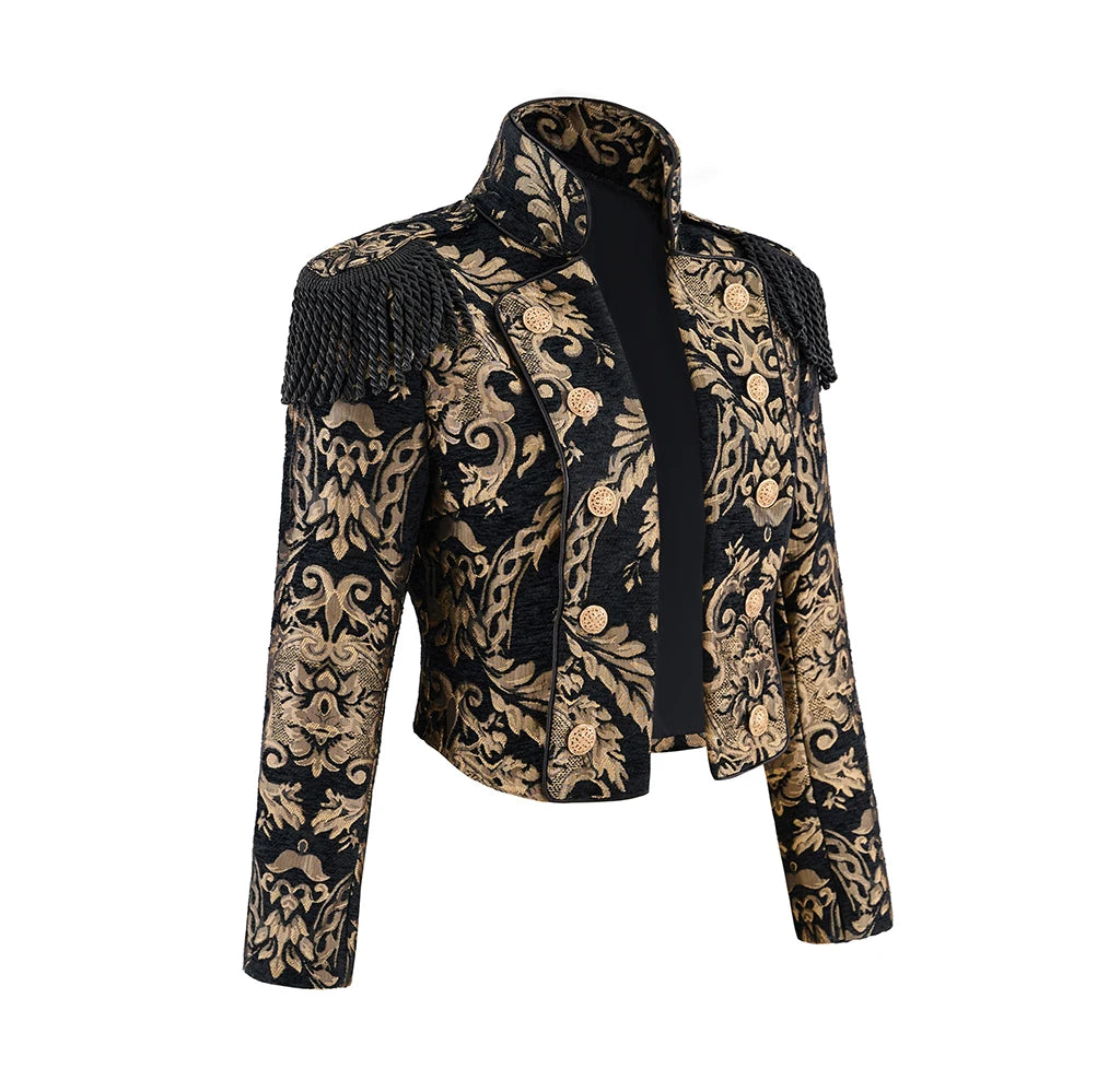 Victorian Women Renaissance Steampunk Brocade Colonial Jacket Set