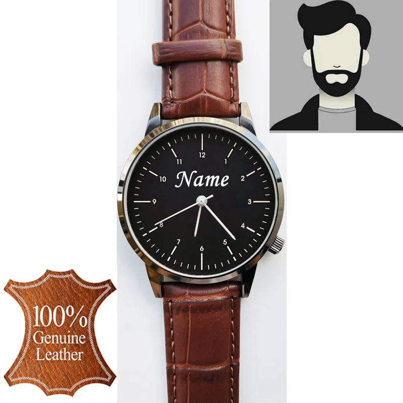 Grabado personalizado gratuito con su nombre, logotipo o texto. Reloj de pulsera para hombre y mujer, resistente al agua 3 ATM, reloj personalizado.
