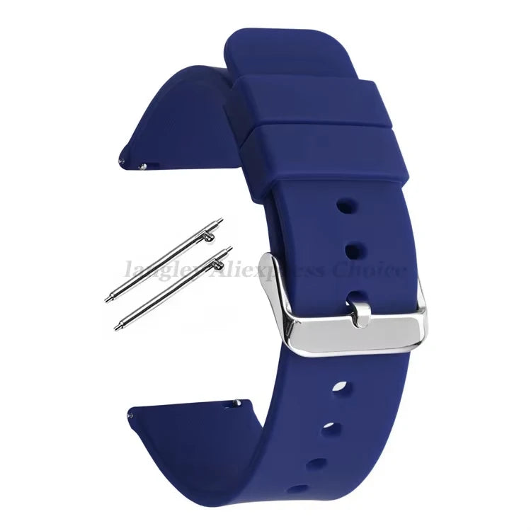 Silicone Watch Band 14/16/18/19/20/22/24mm Soft Quick Release Rubber Watch Straps for Samsung Galaxy for Garmin for Huawei Watch