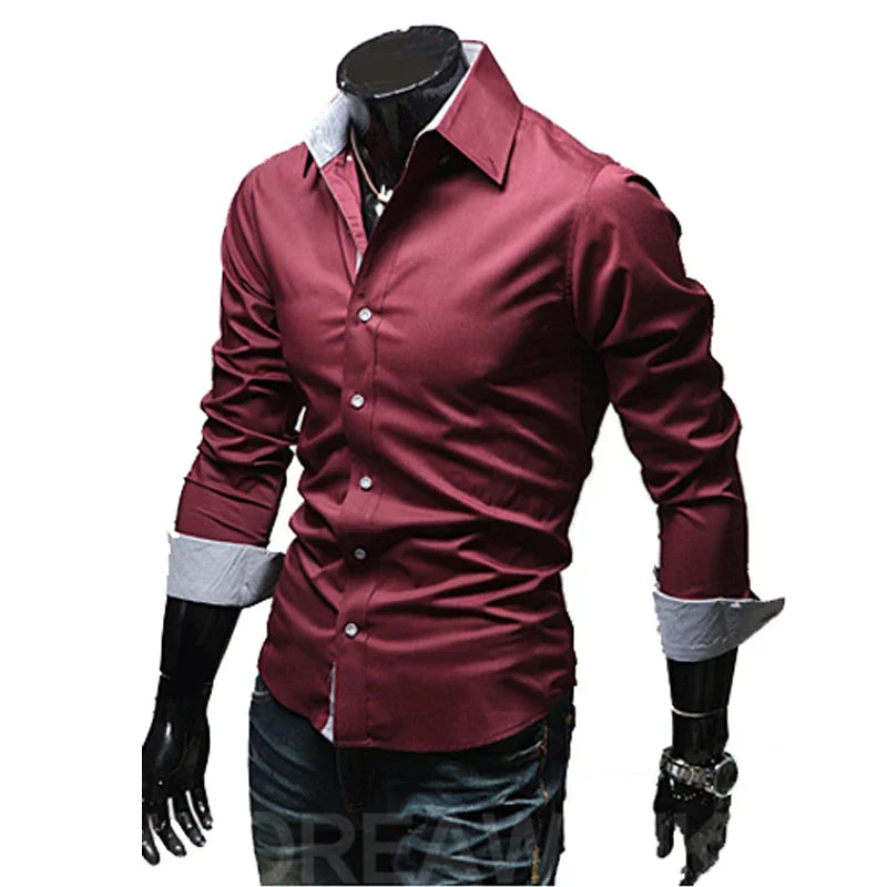 Slim Fit Mens Striped Shirts 2025 Long Sleeve Gray Male Striped Shirts Camisa Social Clothes Chemise Homme Camisas Para Hombre