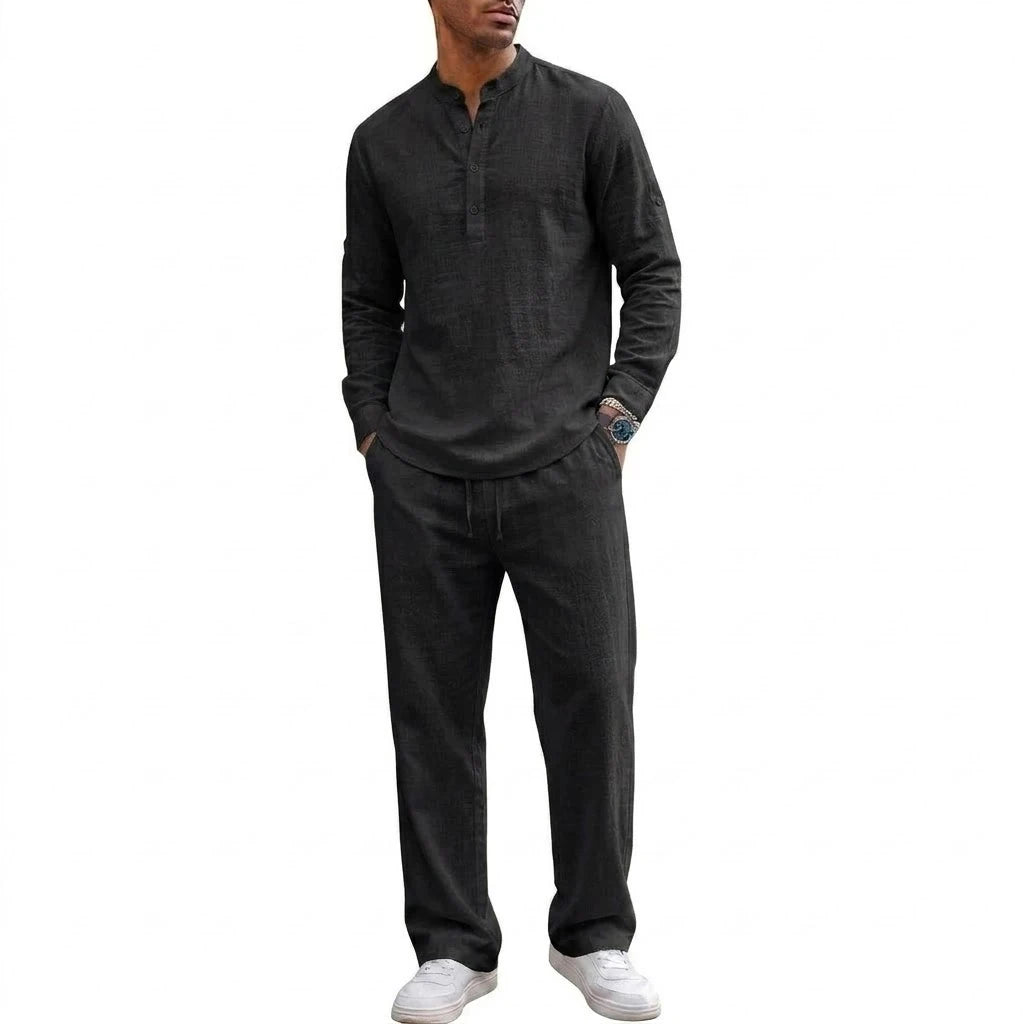 2 Piece Outfit Long Sleeve Lightweight Shirt Sets Spirng Solid Color