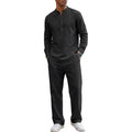 2 Piece Outfit Long Sleeve Lightweight Shirt Sets Spirng Solid Color