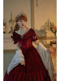 Victorian Red Velvet Dress Custom Made Vintage Gothic Ball Gown