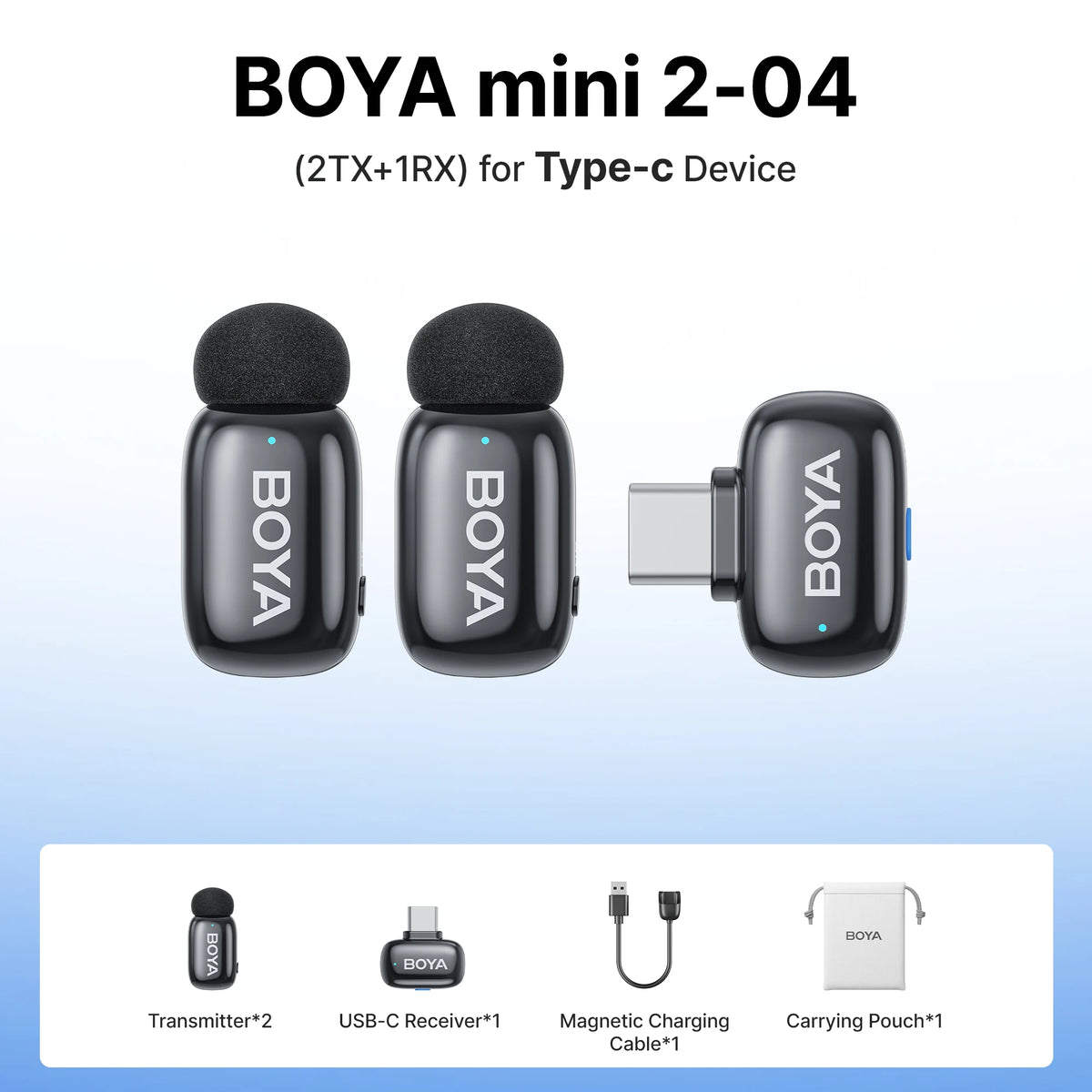 Micrófono de solapa inalámbrico BOYA Mini 2 con reducción de ruido por IA