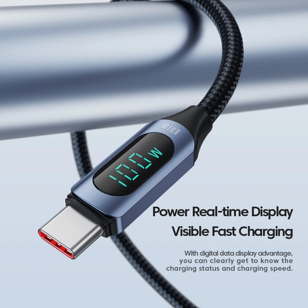 Toocki 100W USB-C to USB-C PD Fast Charging Cable with Display
