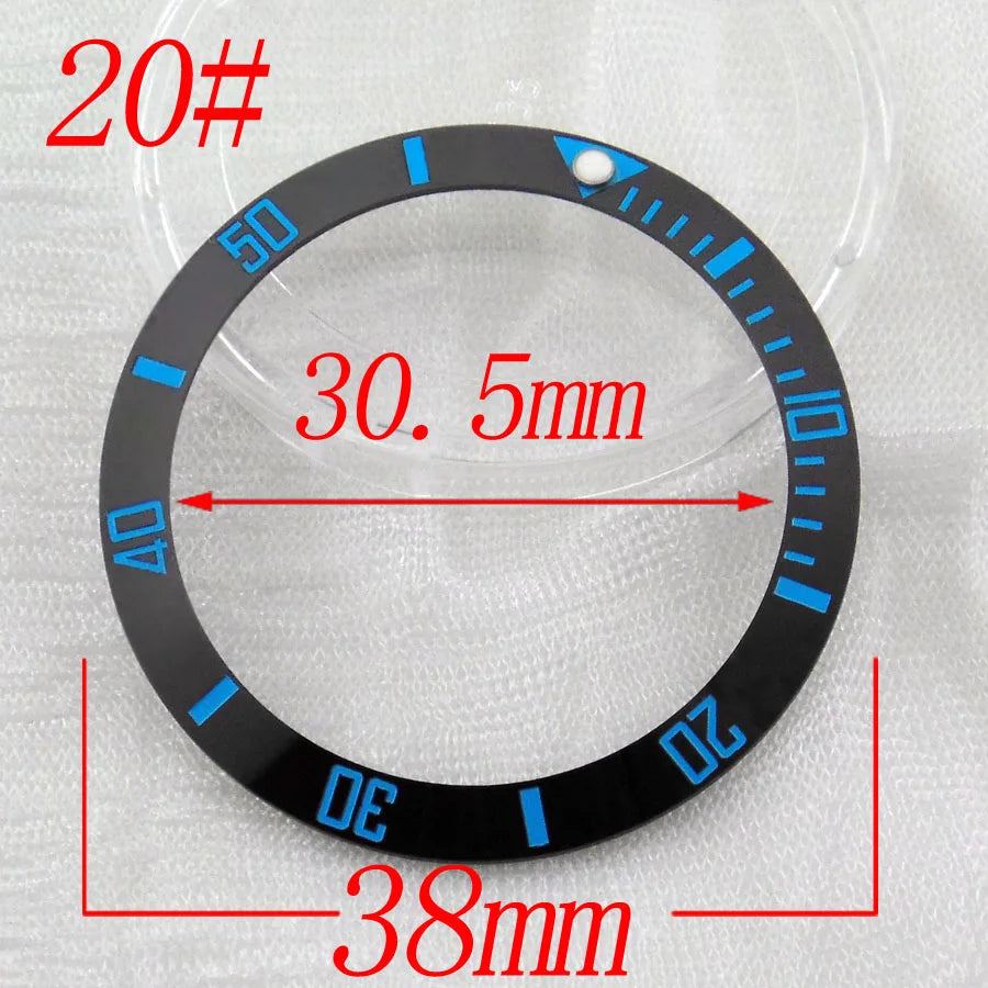 Inserto de bisel de cerámica negro, azul, blanco y verde de 38 mm para reloj automático para hombre Submariner de 40 mm