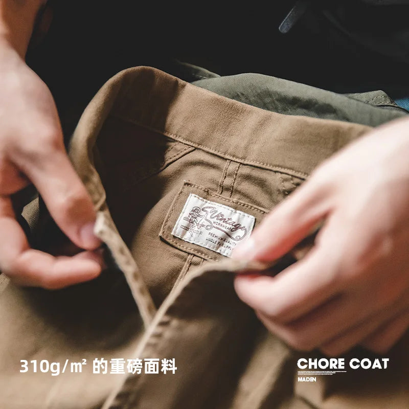 Chaqueta estilo safari casual de algodón para hombre de Maden con 4 bolsillos