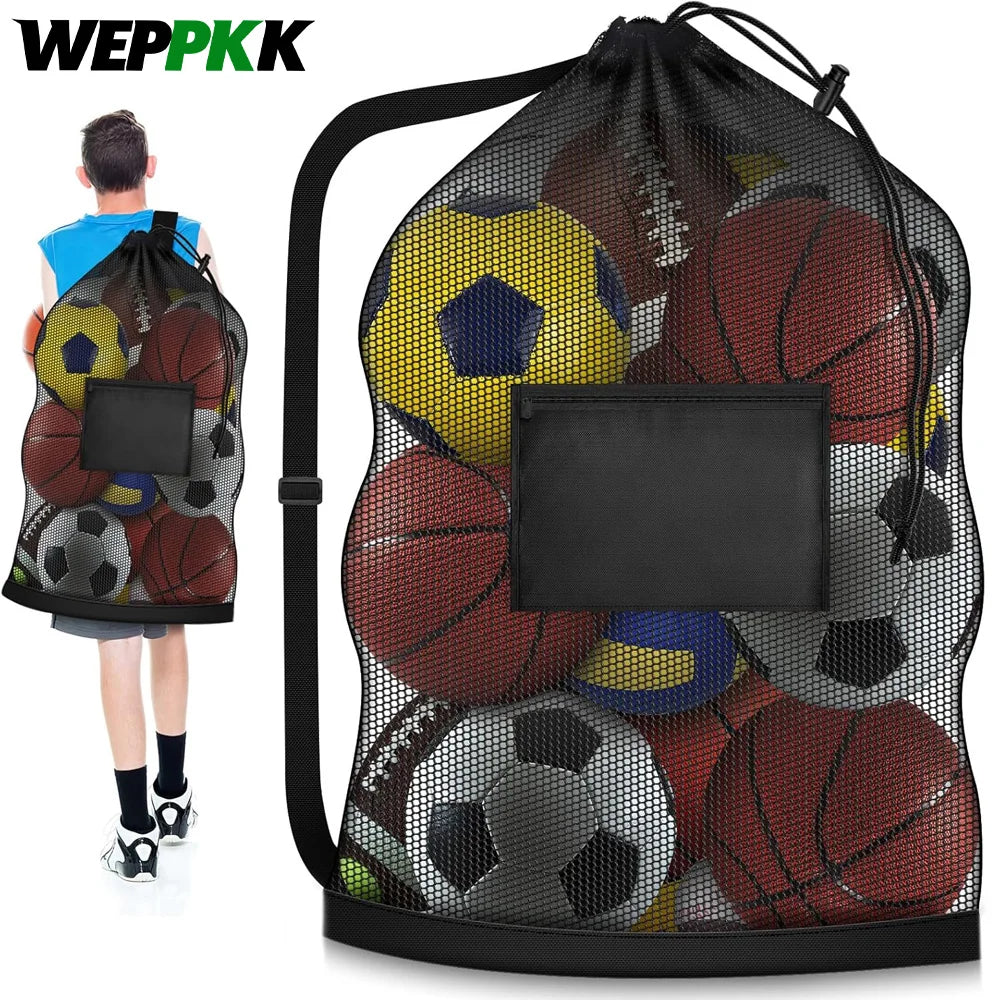 Extra Large Sports Ball Bag Mesh Soccer Ball Bag Heavy Duty Drawstring Bags Team Work Holding for Basketball,Volleyball,Baseball