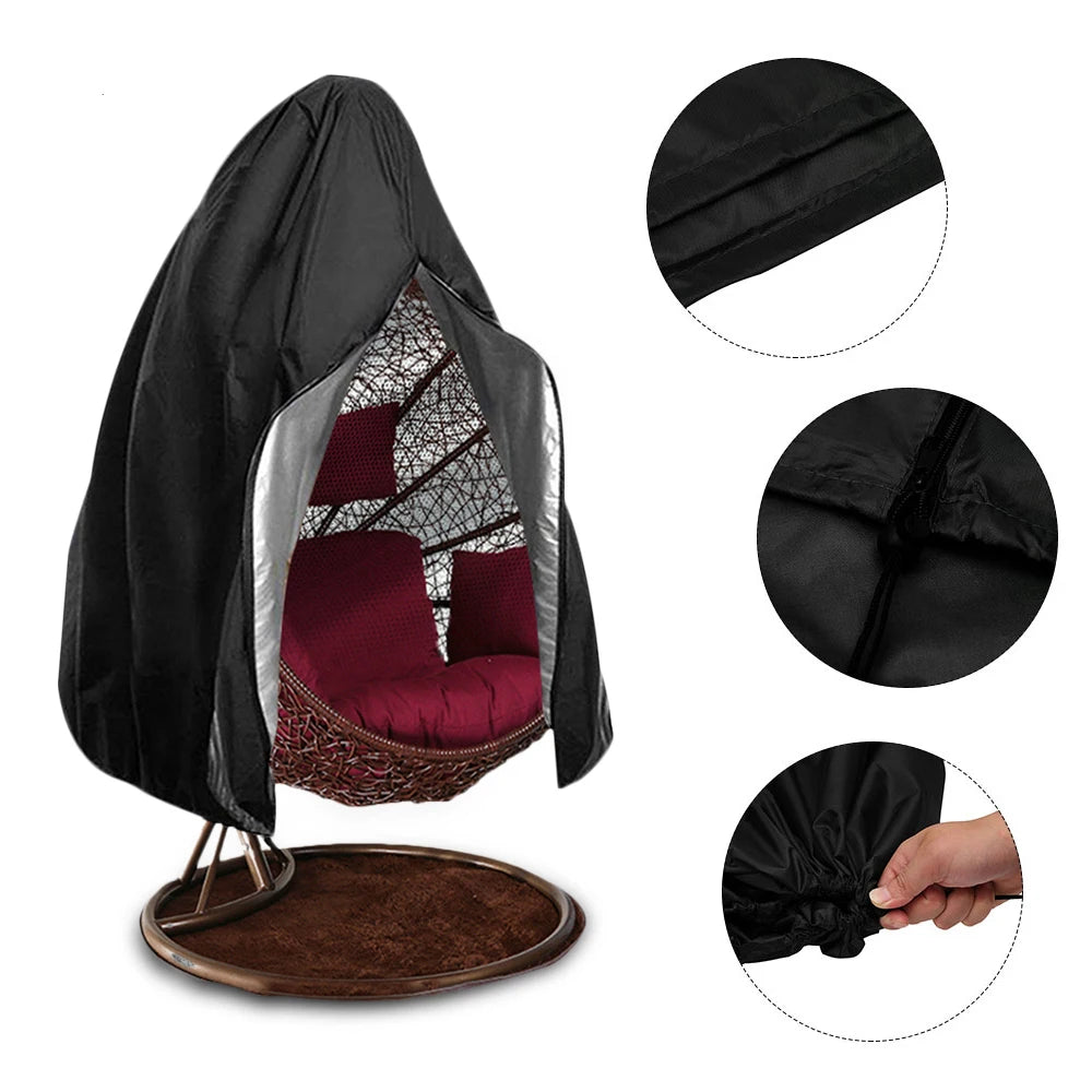Funda para silla colgante, protector de muebles, impermeable con cremallera, resistente a la lluvia, al óxido, duradero, anti-UV, a prueba de viento, para jardín.