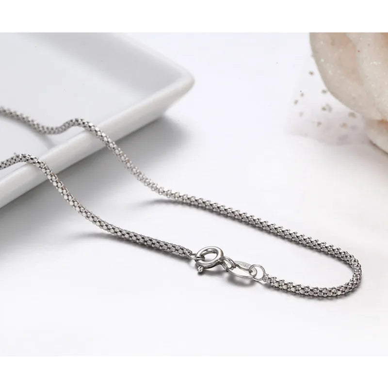 14"-26" 35-65cm 1.3mm Thin 925 Sterling Silver Corn Chain Necklace Women Choker Men Jewelry Colar Collier Collares Mujer Kolye