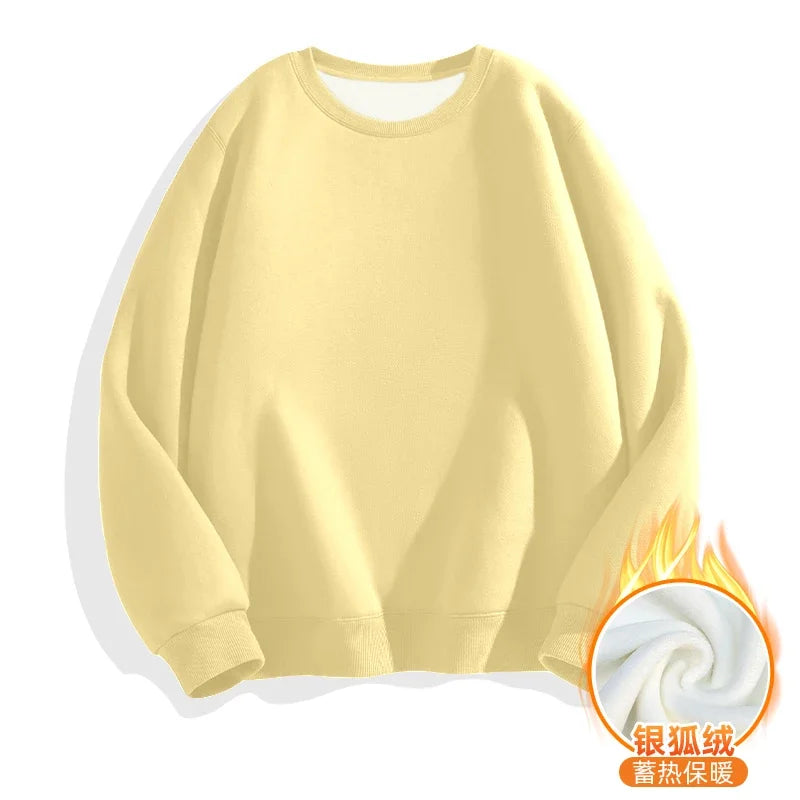 LEGIBLE Autumn Winter Woman's Hoodies Oversize Female Loose Solid Thicken Fleece Warm Women Sweatshirts Lady