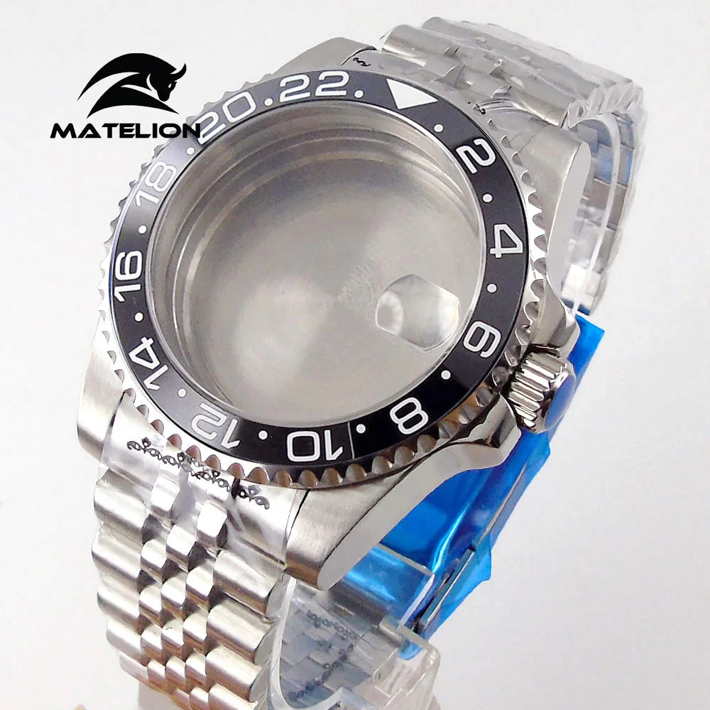 Koperta do zegarka Matelion 200M do nurkowania 40mm, pasuje do mechanizmów NH35 NH36 NH34 GMT ETA 2824 PT5000, bransoleta typu Jubilee, szkło szafirowe, zapięcie przesuwne