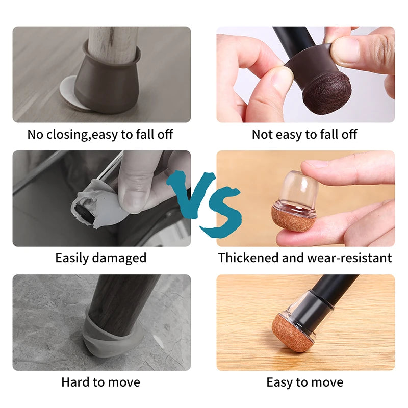 24 PCS Chair Leg Protectors for Hardwood Floors Thick Felt Pads Table Furniture Leg Cover Smooth Moving Chair Feet Caps Square