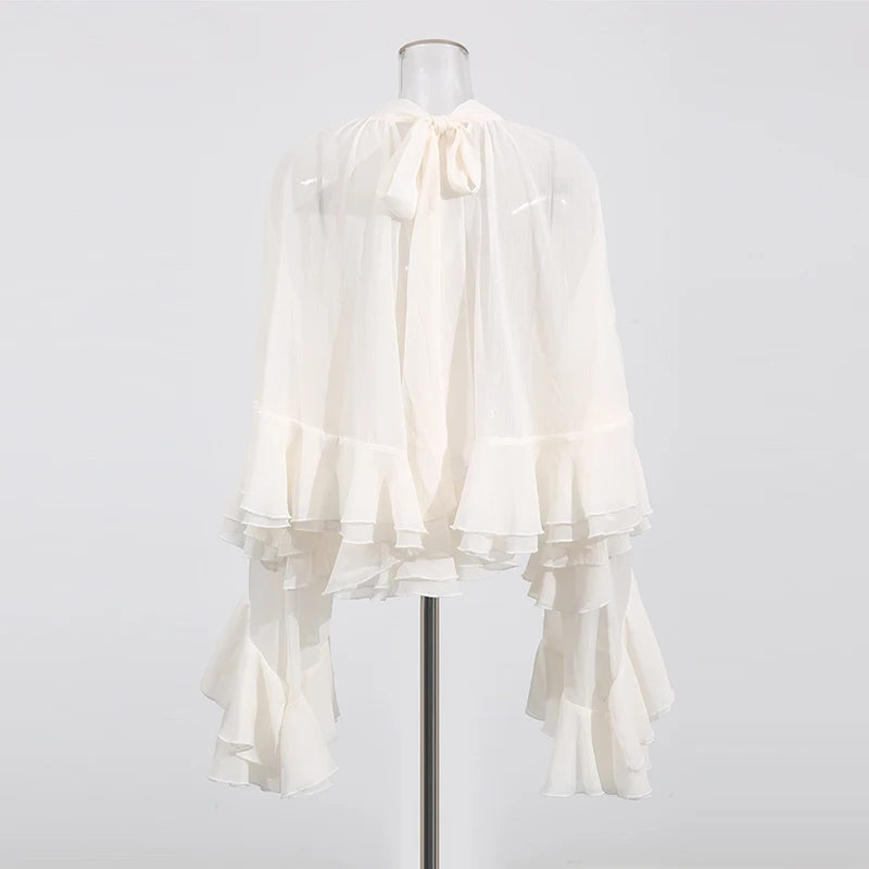 Blusa holgada y transparente de algodón y poliéster para mujer de TWOTWINSTYLE