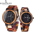 BOBO BIRD Wood Watch Men Women Quartz Week Date Couple Timepiece Colorful Wooden Band Logo Customize Gift