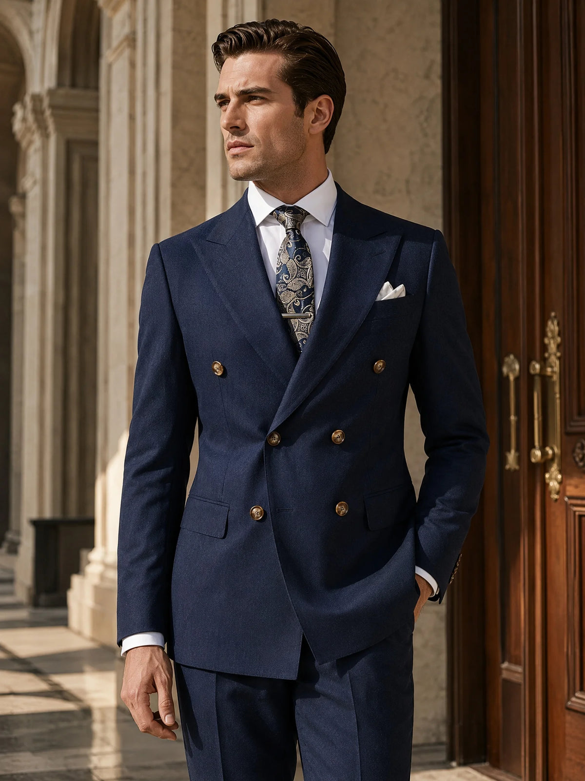 ST Cassy Navy Blue High Quality Luxury Men's Suit 2 Piece Set Elegant Wedding Groom Suit for Men Stylish Business Office Suit