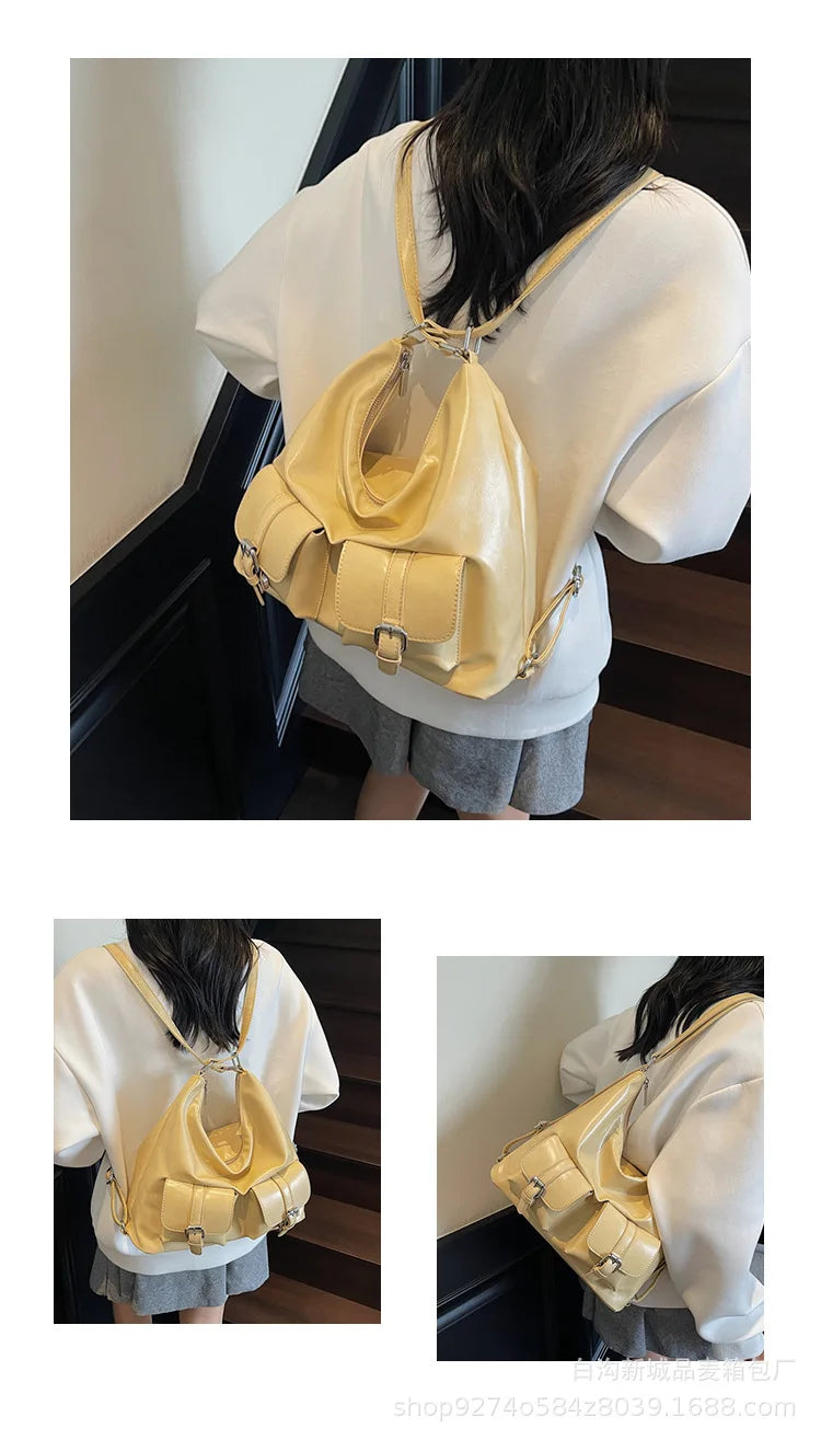 Vintage PU Leather Hobo Shoulder Bag for Women with Adjustable Strap